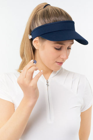 Ladies Golf Telephone Wire Visor with Ball Marker -  Navy