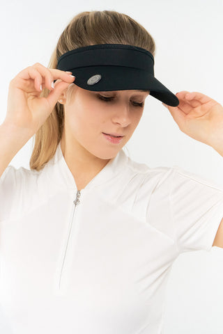 Ladies Golf Telephone Wire Visor with Ball Marker -Black