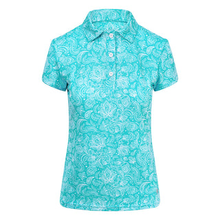 Pure Golf  Rise Cap Sleeve Polo Shirt - Ocean Blue