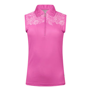 Pure Golf Trinity Sleeveless Golf Polo Shirt - Azalea