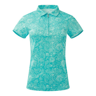 Pure Golf Rise Cap Sleeve Zip Polo Shirt - Ocean Blue