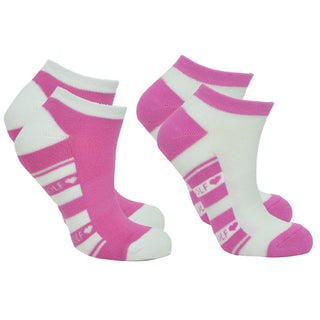 Pure Ladies 2 Pair Pack Of Trainer Golf Socks- Azalea Pink
