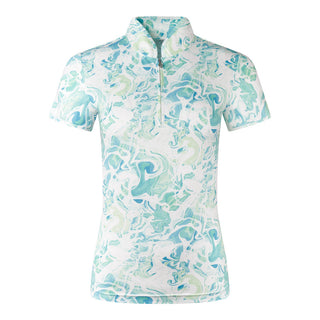 Pure Golf Ladies Rise Cap Sleeve Polo Shirt - Aquamarine Lake