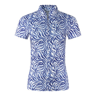 Pure Golf Ladies Rise Cap Sleeve Polo Shirt - Indigo Jungle