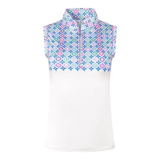 Pure Golf Truth Sleeveless Golf Polo Shirt - Geo Flower