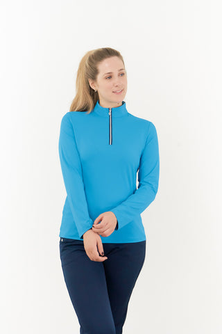 Pure Golf Tranquility Mid-Zip Top - Tourmaline Blue