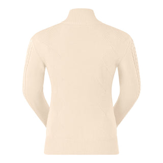 Pure Golf Sorrell Cable Knit  Quarter Zip Lined Jumper - Champagne
