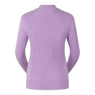 Pure Golf Sorrell Cable Knit Lined Quarter Zip Golf Jumper - Lilac