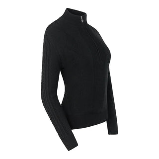 Pure Golf Sorrell Cable Knit Lined Quarter Zip Ladies Golf Jumper - Black