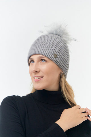 Pure Golf Greta Waterproof Bobble Hat - Grey