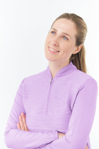 Pure Golf Cove Long Sleeve Zip Top - Lilac