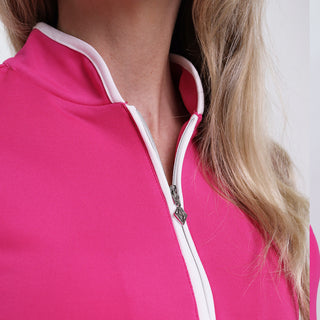 Pure Golf Bloom Ladies Cap Sleeve Polo Shirt - Hot Pink