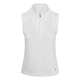 Pure Golf Bloom Ladies Sleeveless Golf Polo Shirt - White