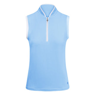 Pure Golf Bloom Ladies Sleeveless Golf Polo Shirt - Pale Blue