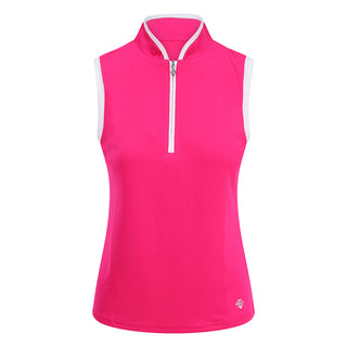 Pure Golf Bloom Ladies Sleeveless Golf Polo Shirt - Hot Pink