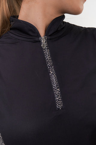 Pure Golf Ladies Elise Sleeveless Polo Shirt - Black Cheetah