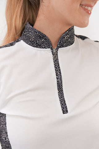 Pure Golf Ladies Brooke Cap Sleeve Polo Shirt - Cheetah