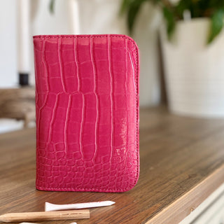 Pink Crocodile Effect Golf Scorecard Holder
