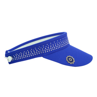 Crystal Telephone wire ladies golf visor with Ball Marker - Royal Blue