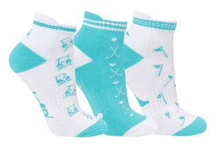3 Pair Pack Ladies Golf Socks - Aqua