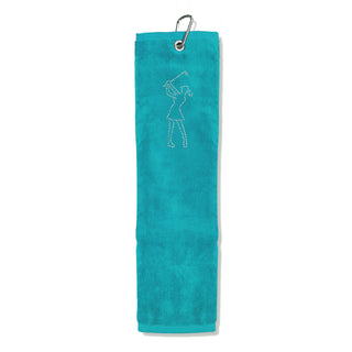 Ladies Crystal Lady Tri-Fold Golf Towel- Aqua