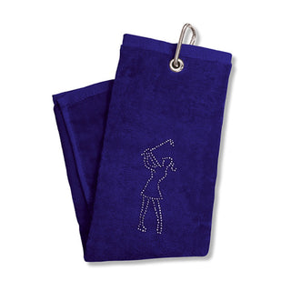 Ladies Crystal Lady Tri-Fold Golf Towel- Navy