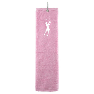 Cotton Trifold Ladies Golf Towel -Pink
