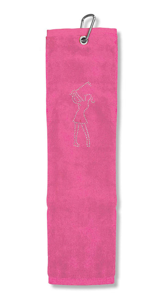 Ladies Crystal Lady Tri-Fold Golf Towel- pastel pink