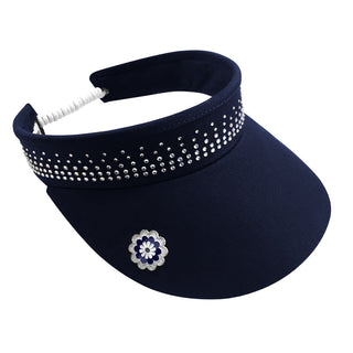 Ladies Golf Crystal Telephone wire visor with Ball Marker - Navy