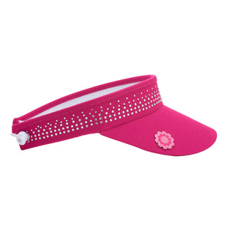 Ladies Golf Crystal Telephone wire golf visor with Ball Marker - Pink