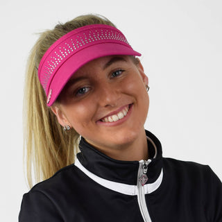 Ladies Golf Crystal Telephone wire golf visor with Ball Marker - Pink