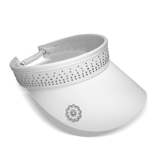 Ladies Golf Crystal Telephone wire visor with Ball Marker - White