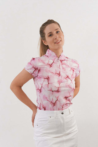 Pure Golf Ladies Skye Cap Sleeve Polo Shirt - Blossom