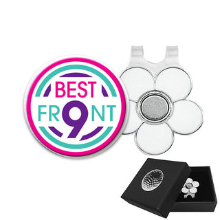 Best Front 9 Ball Marker and Visor Clip in Presentation Gift Box