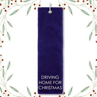 'Driving Home for Christmas' Trifold Christmas Golf Towel -Navy