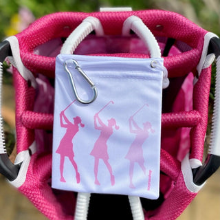 Pink Silhouette Lady Golfer