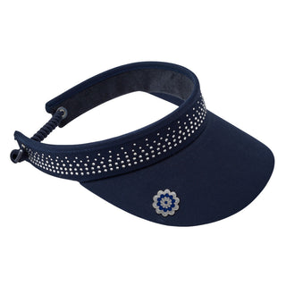 Surprizeshop Crystal Telephone wire ladies golf visor with Ball Marker - Navy
