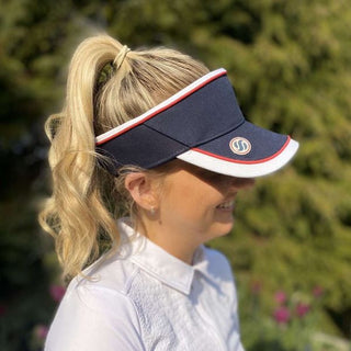Ladies Golf Velcro Visor with Matching Ball Marker - Navy